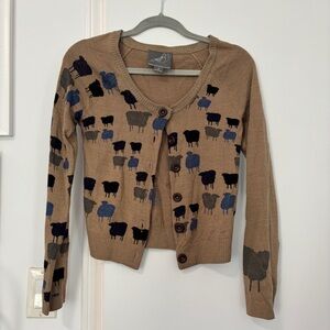 Anthropologie Brown Sheep Pattern Cardigan